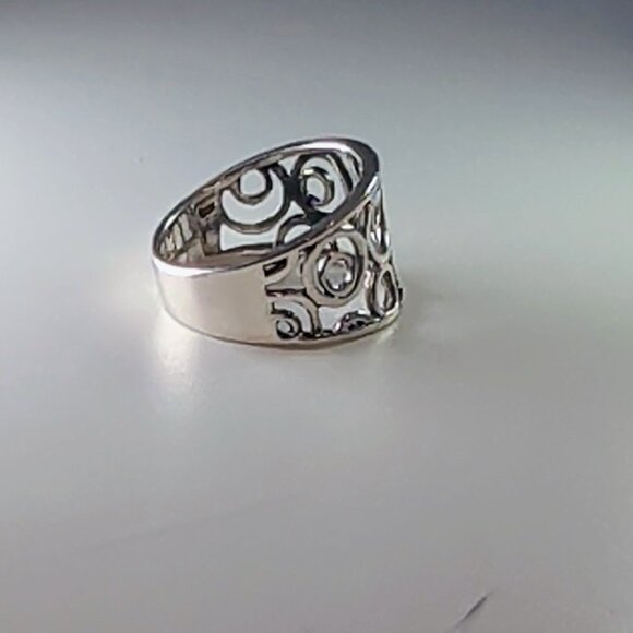 Sterling Silver Openwork Circle Design Band Ring Size 8.75 - Picture 8 of 10